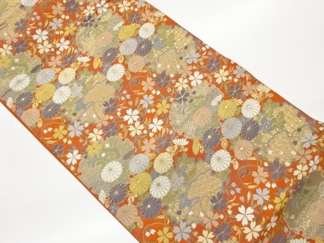 JAPANESE FUKURO OBI / WOVEN FLOWERS / ARTIST WORK